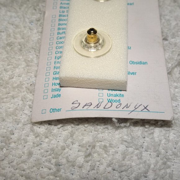 Karla Jordan Sand Onyx Pierced Button Earrings - Picture 4 of 4